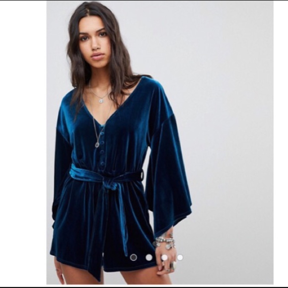ASOS Teal Velvet Romper